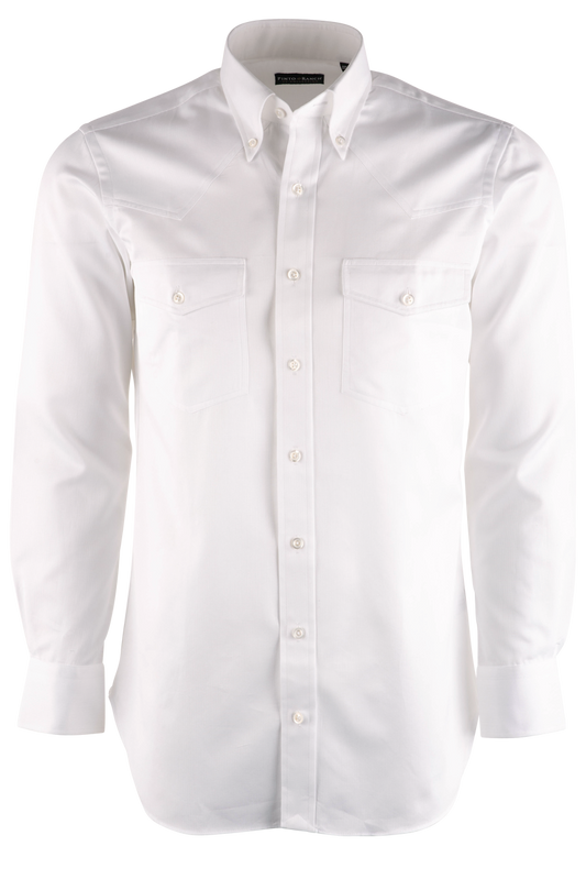 Pinto Ranch YY Pique Button-Front Shirt - Solid White