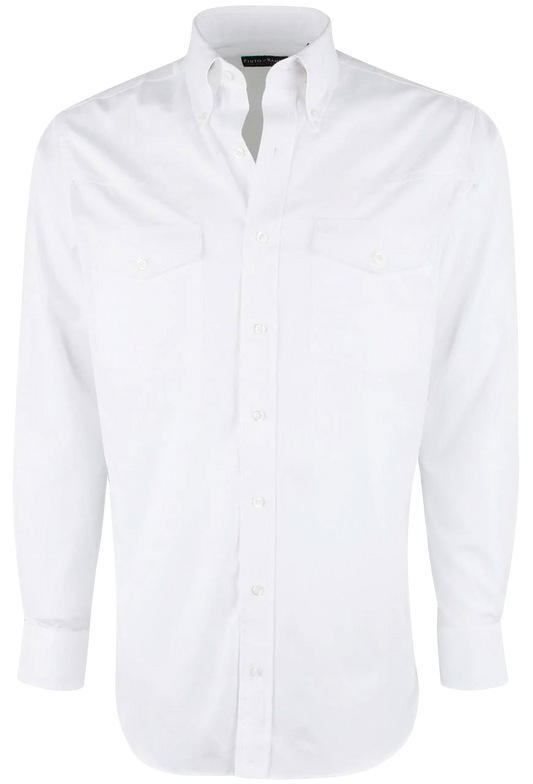 Pinto Ranch YY Collection Pinpoint Button-Front Shirt - Solid White