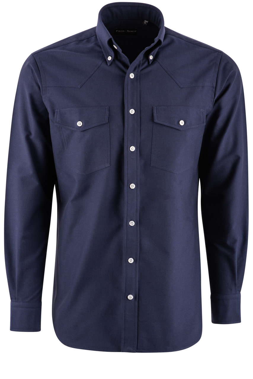 Pinto Ranch YY Collection Navy Oxford Button-Front Western Shirt