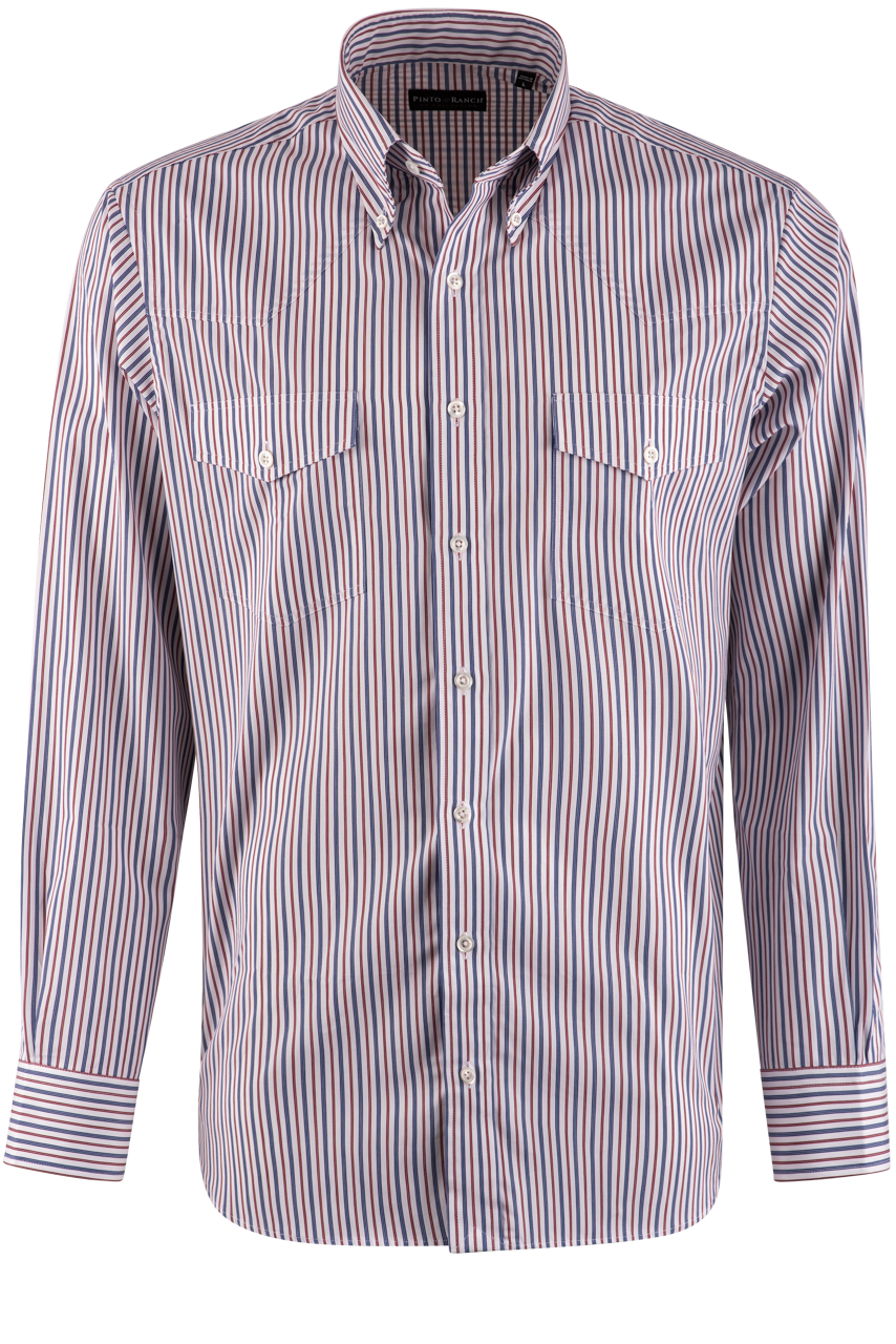 Pinto Ranch YY Collection Button-Front Shirt - Burgundy/Navy