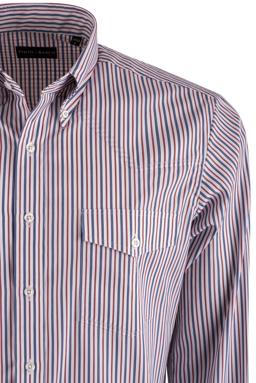 Pinto Ranch YY Collection Button-Front Shirt - Burgundy/Navy
