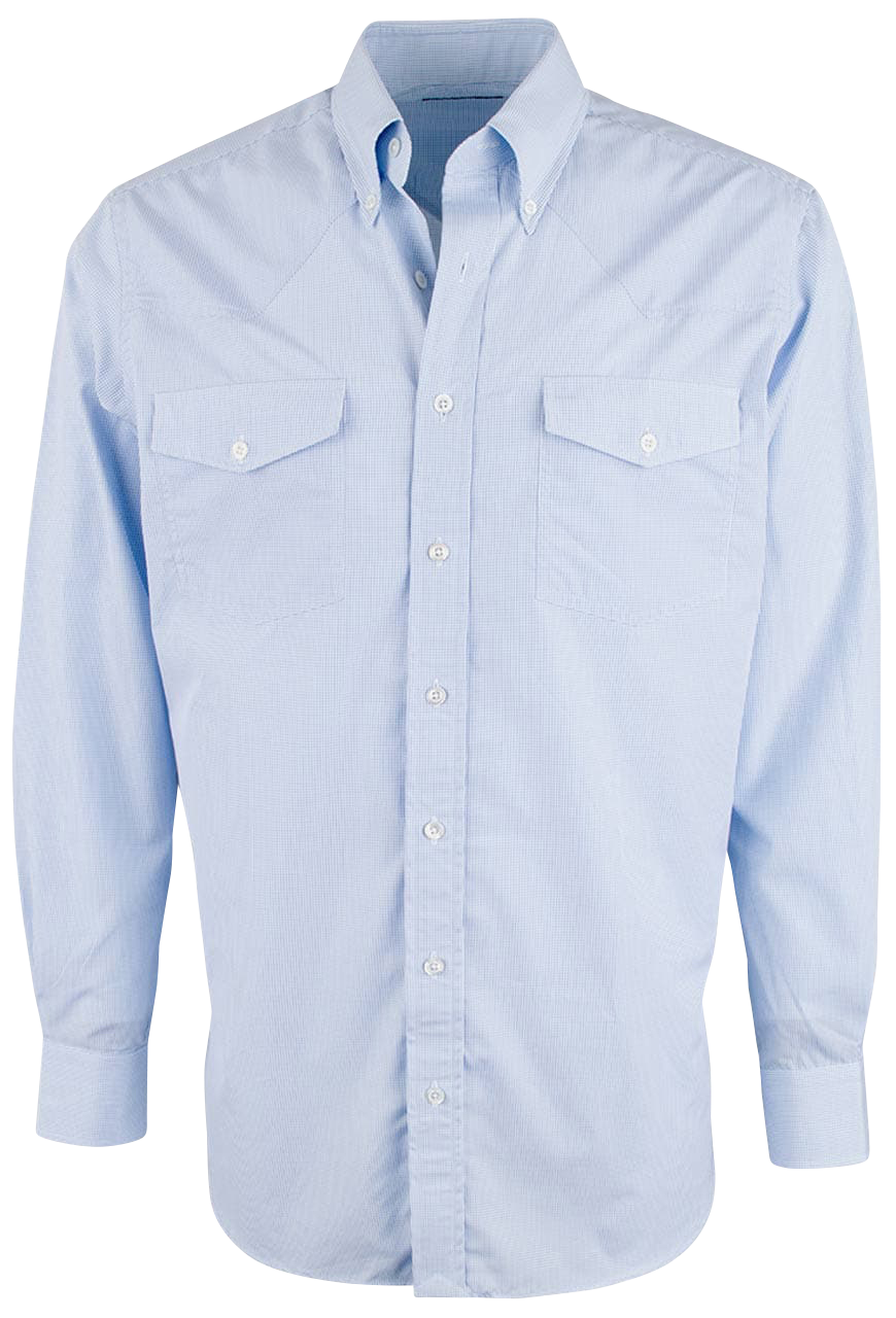 Pinto Ranch YY Collection Micro Check Button-Front Shirt - Blue