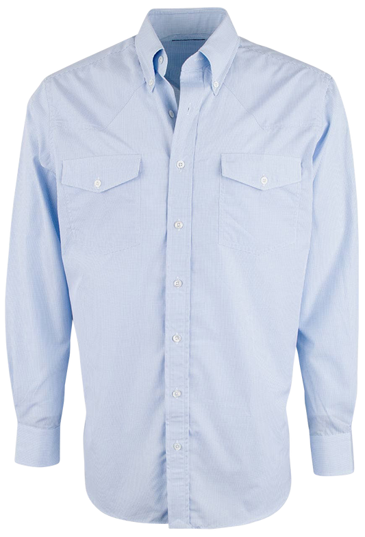Pinto Ranch YY Collection Micro Check Button-Front Shirt - Blue