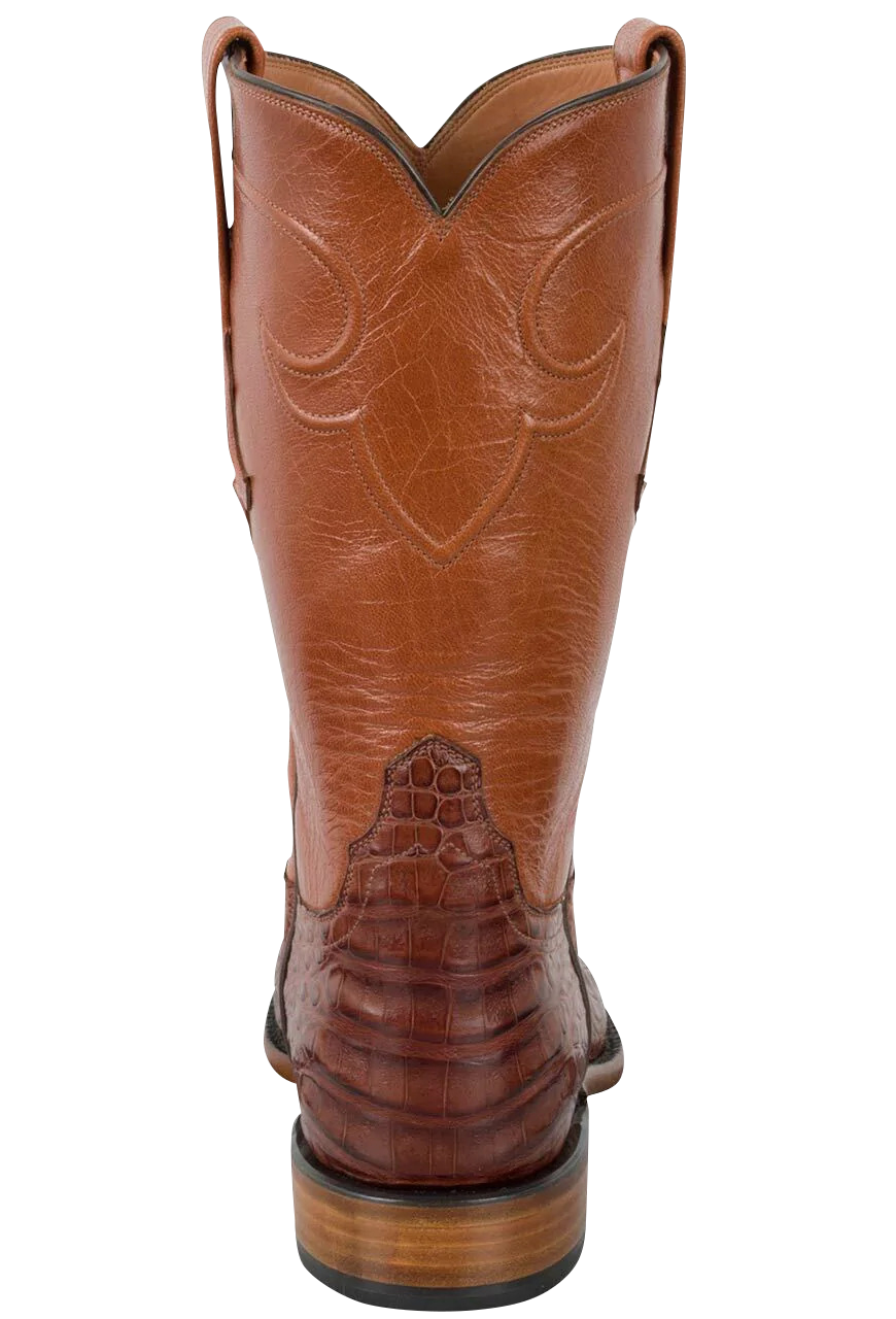 Tony Lama Men's Signature Series Caiman Belly Roper Boots - Cognac