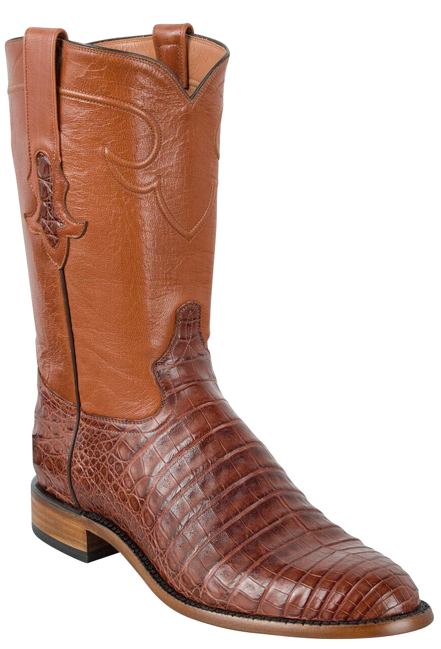 Tony Lama Men's Signature Series Caiman Belly Roper Boots - Cognac