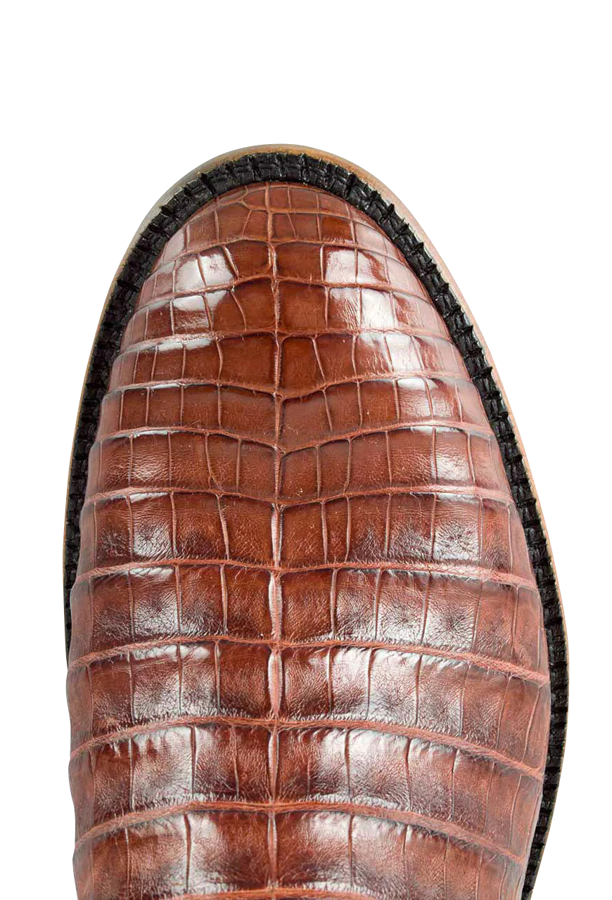 Tony Lama Men's Signature Series Caiman Belly Roper Boots - Cognac