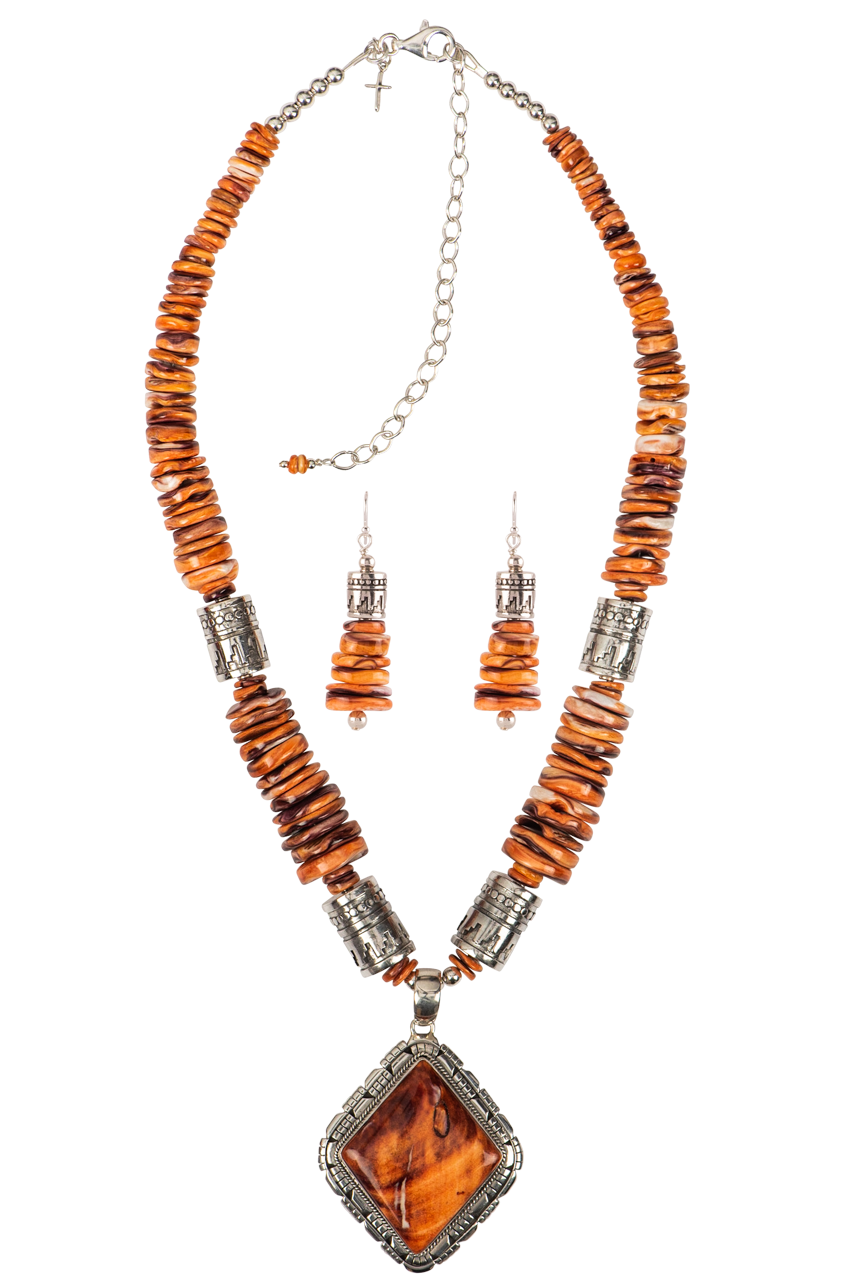 Sweet Tea Jewelry Orange Triangle Spiney Set