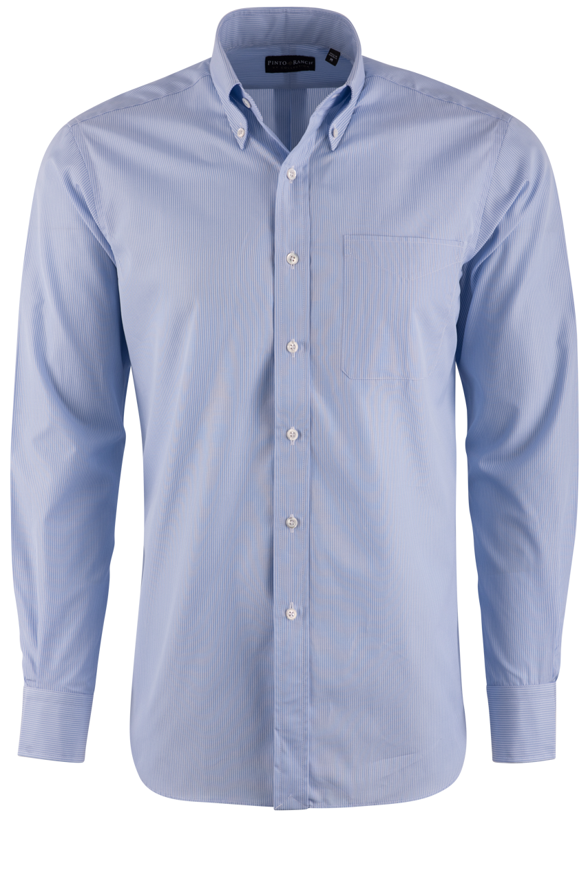 Pinto Ranch YY Collection Blue Poplin Button-Front Shirt