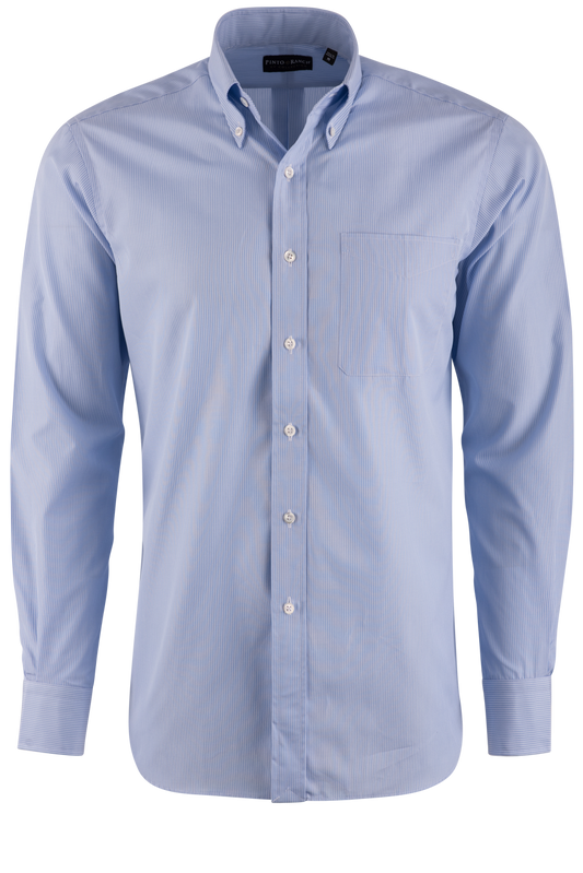 Pinto Ranch YY Collection Blue Poplin Button-Front Shirt