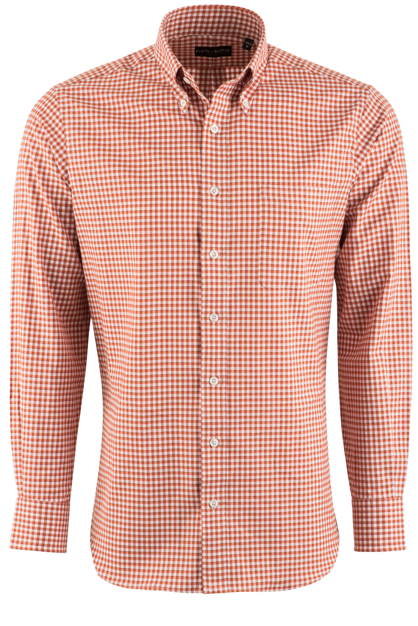 Pinto Ranch YY Collection Orange Check Classic Western Sport Shirt