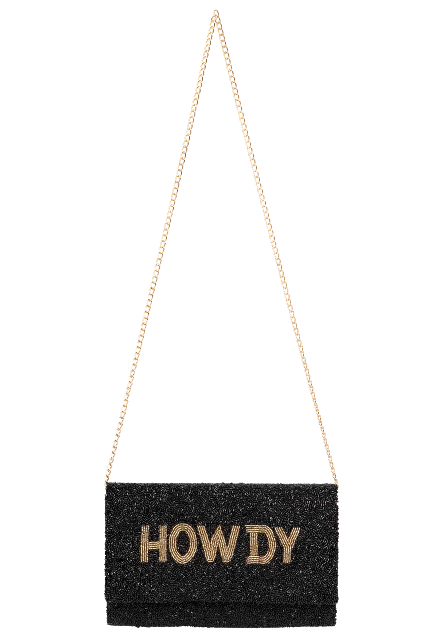 Christina Greene Howdy Beaded Clutch Bag - Black