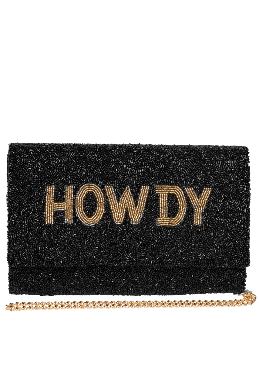 Christina Greene Howdy Beaded Clutch Bag - Black