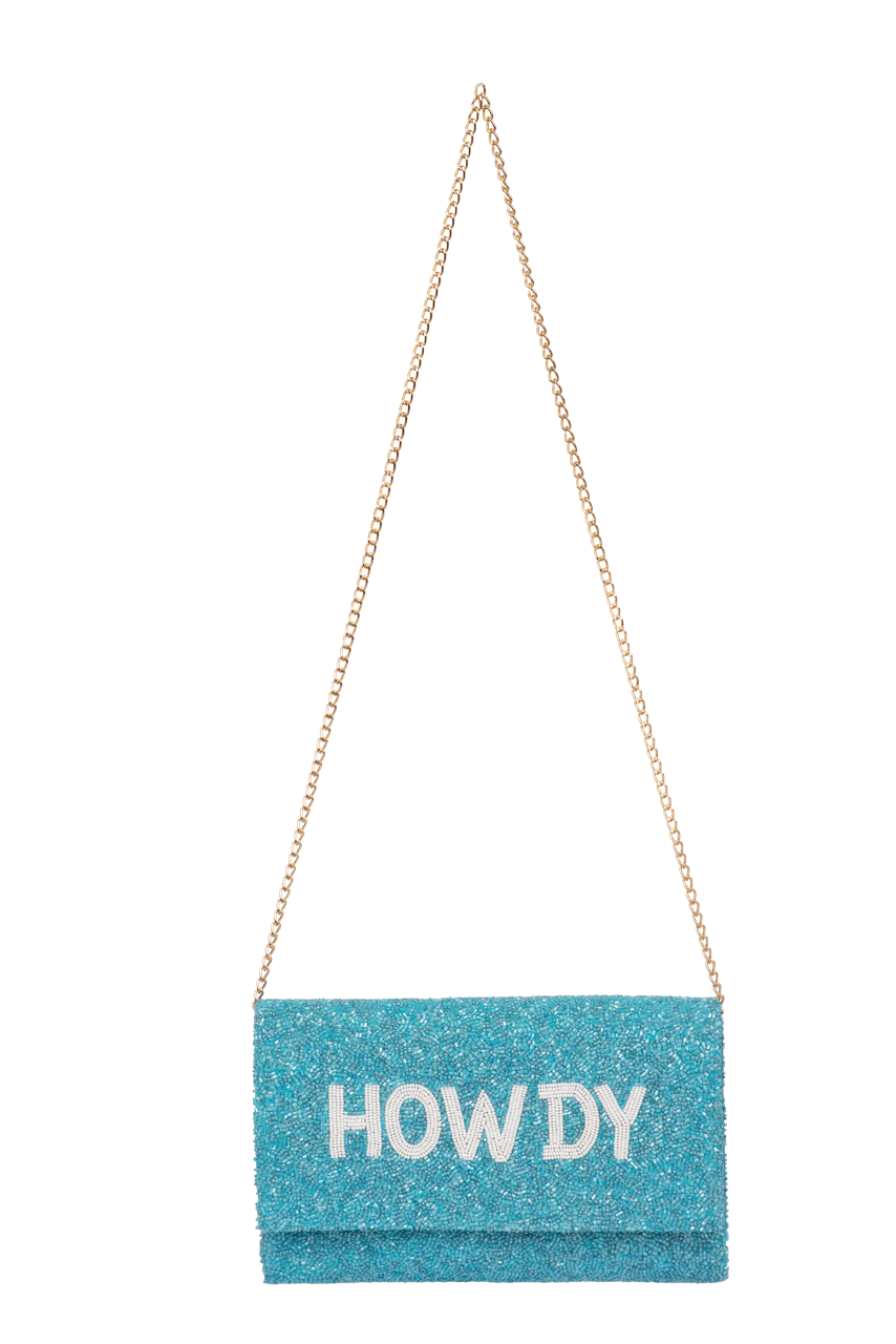 Christina Greene Howdy Beaded Clutch Bag - Turquoise