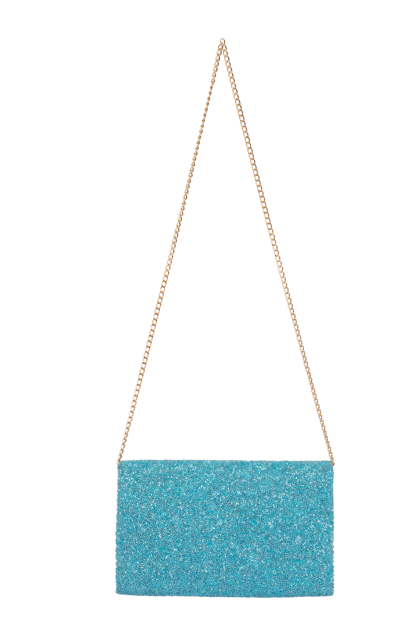 Christina Greene Howdy Beaded Clutch Bag - Turquoise