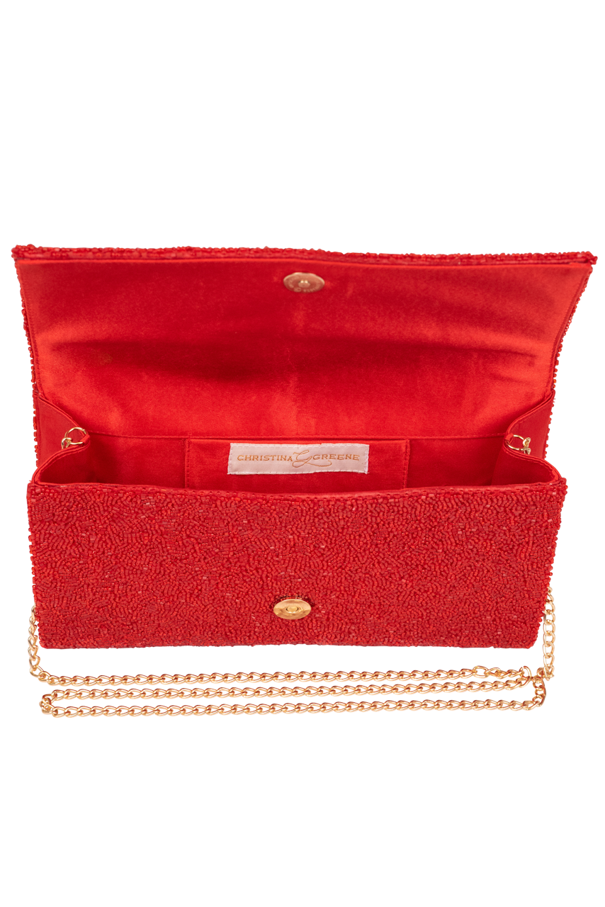 Christina Greene Let's Rodeo Beaded Clutch Bag - Red