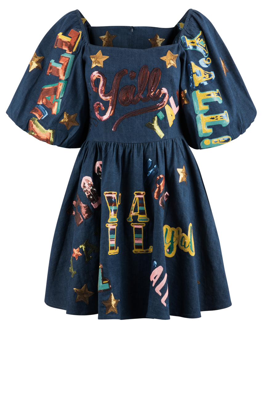Queen of Sparkles Denim Sequin Dress