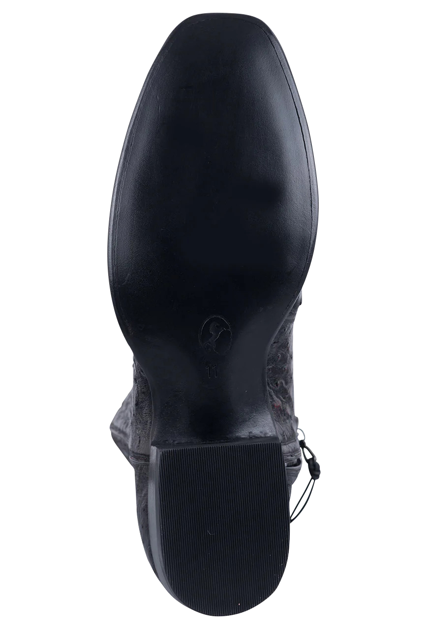 Stallion Full Quill Ostrich Zorro Ankle Boots - Black Cherry