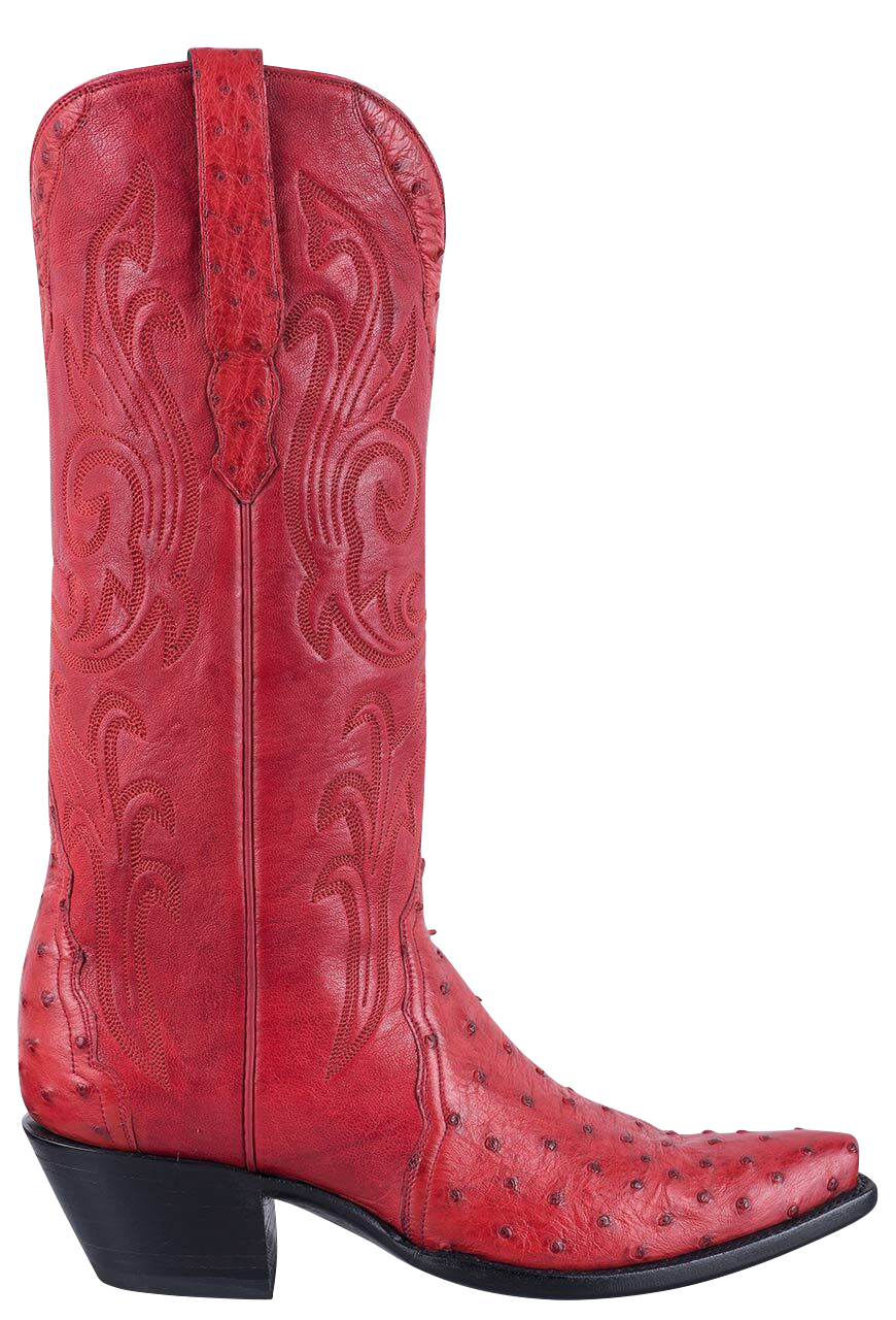 Red Ostrich Cowboy Boots