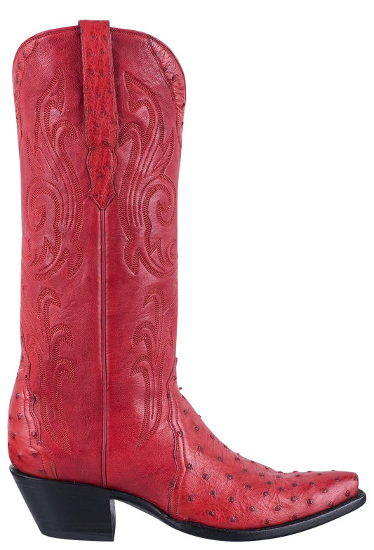 Stallion Full Quill Ostrich Gallegos Cowgirl Boots - Red