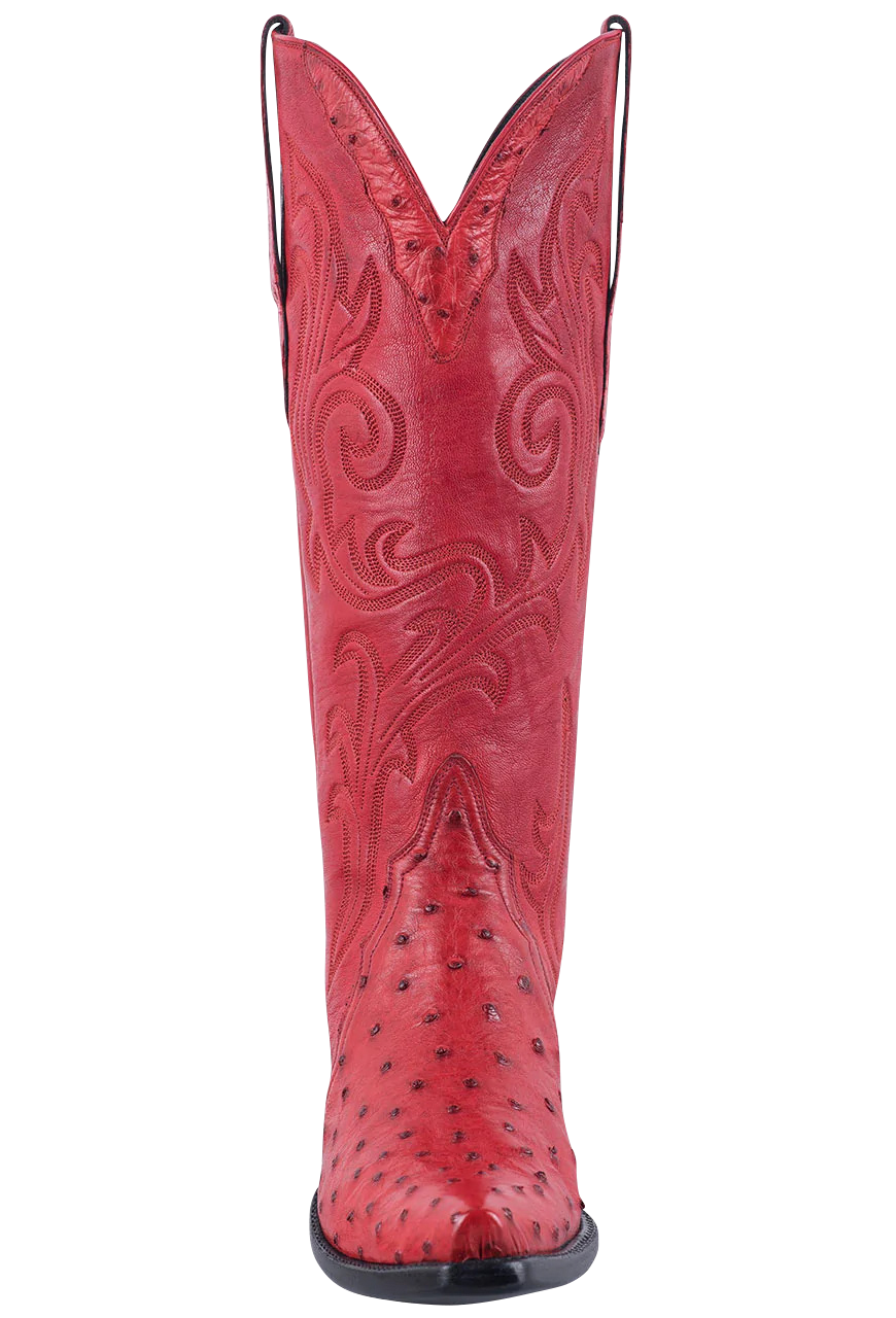 Stallion Full Quill Ostrich Gallegos Cowgirl Boots - Red