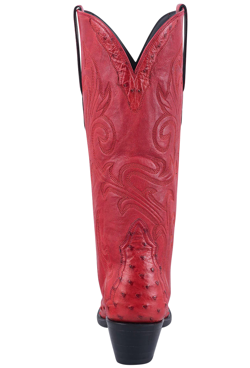 Stallion Women's Full Quill Ostrich Gallegos Cowgirl Boots - Red
