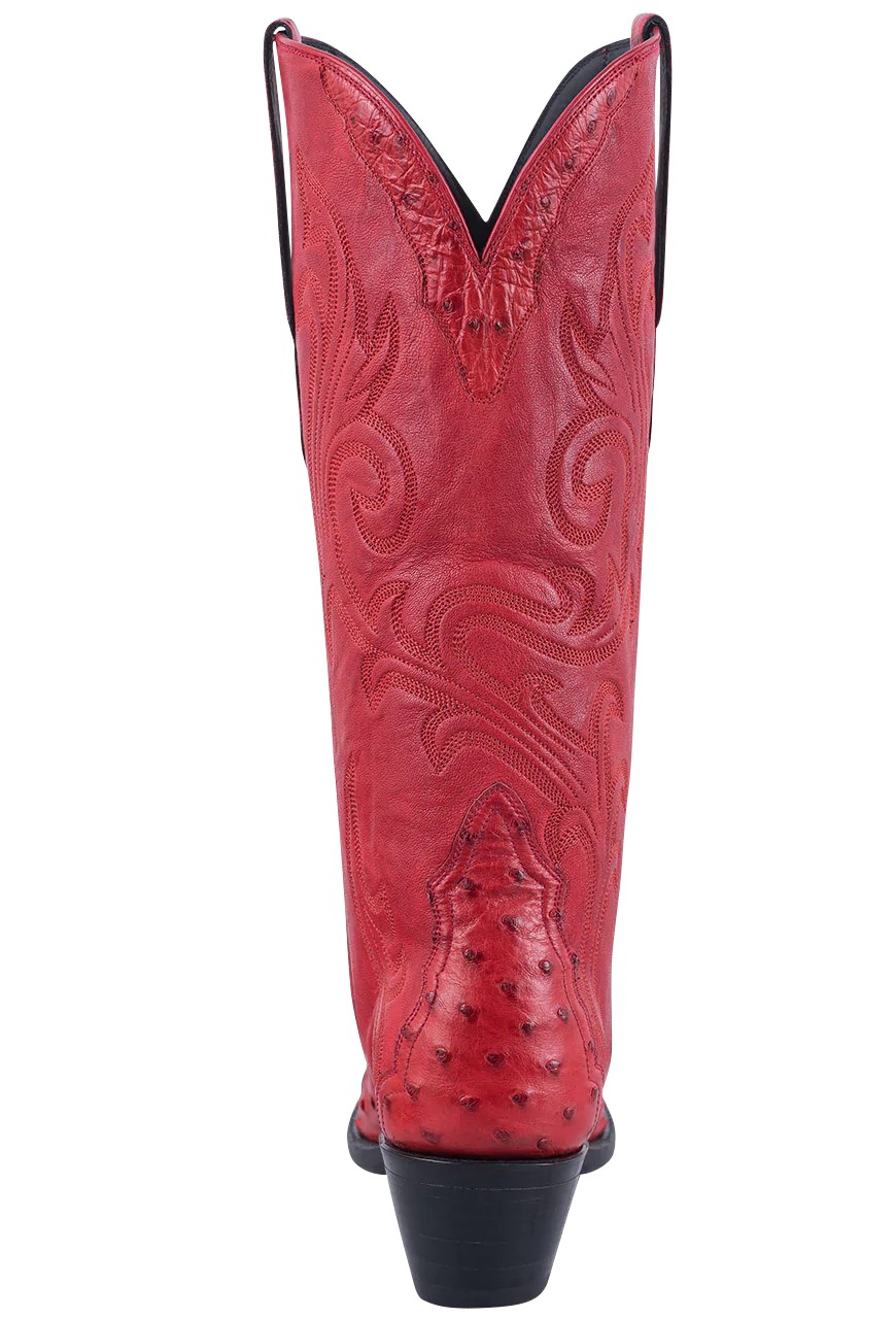 Stallion Full Quill Ostrich Gallegos Cowgirl Boots - Red