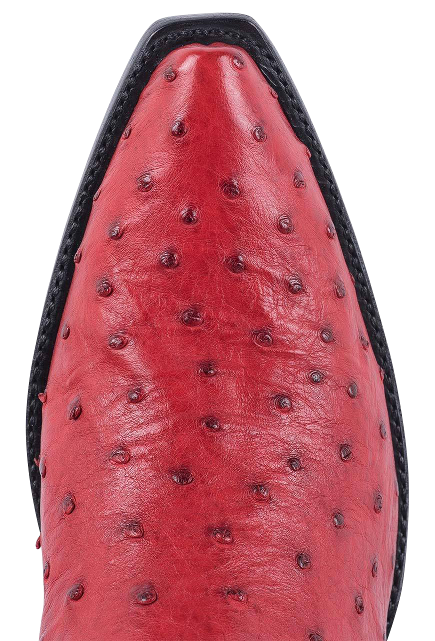 Stallion Full Quill Ostrich Gallegos Cowgirl Boots - Red