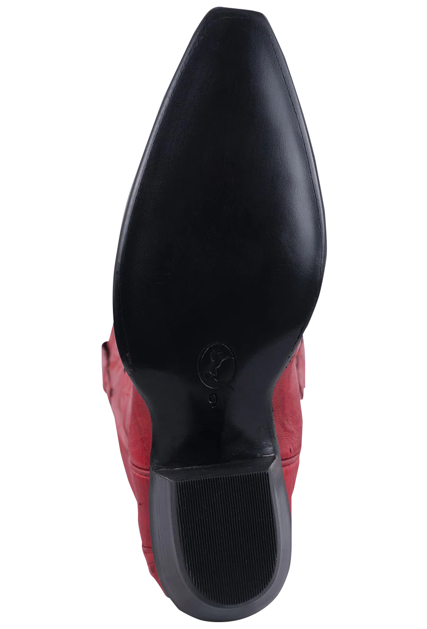 Stallion Full Quill Ostrich Gallegos Cowgirl Boots - Red