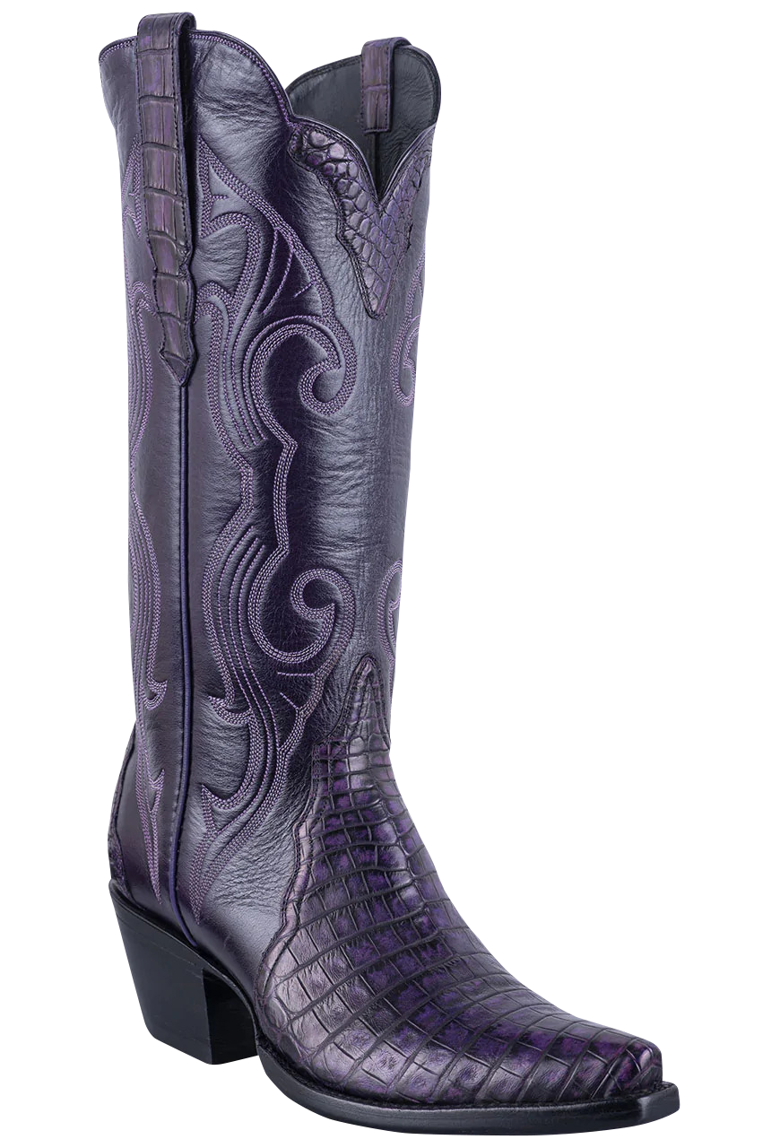 Stallion Caiman & Italian Calf Gallegos Cowgirl Boots - Purple