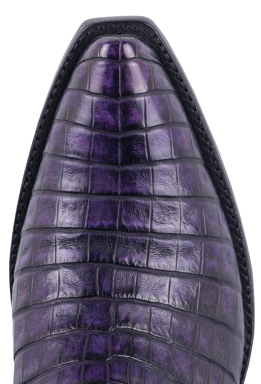 Stallion Caiman & Italian Calf Gallegos Cowgirl Boots - Purple