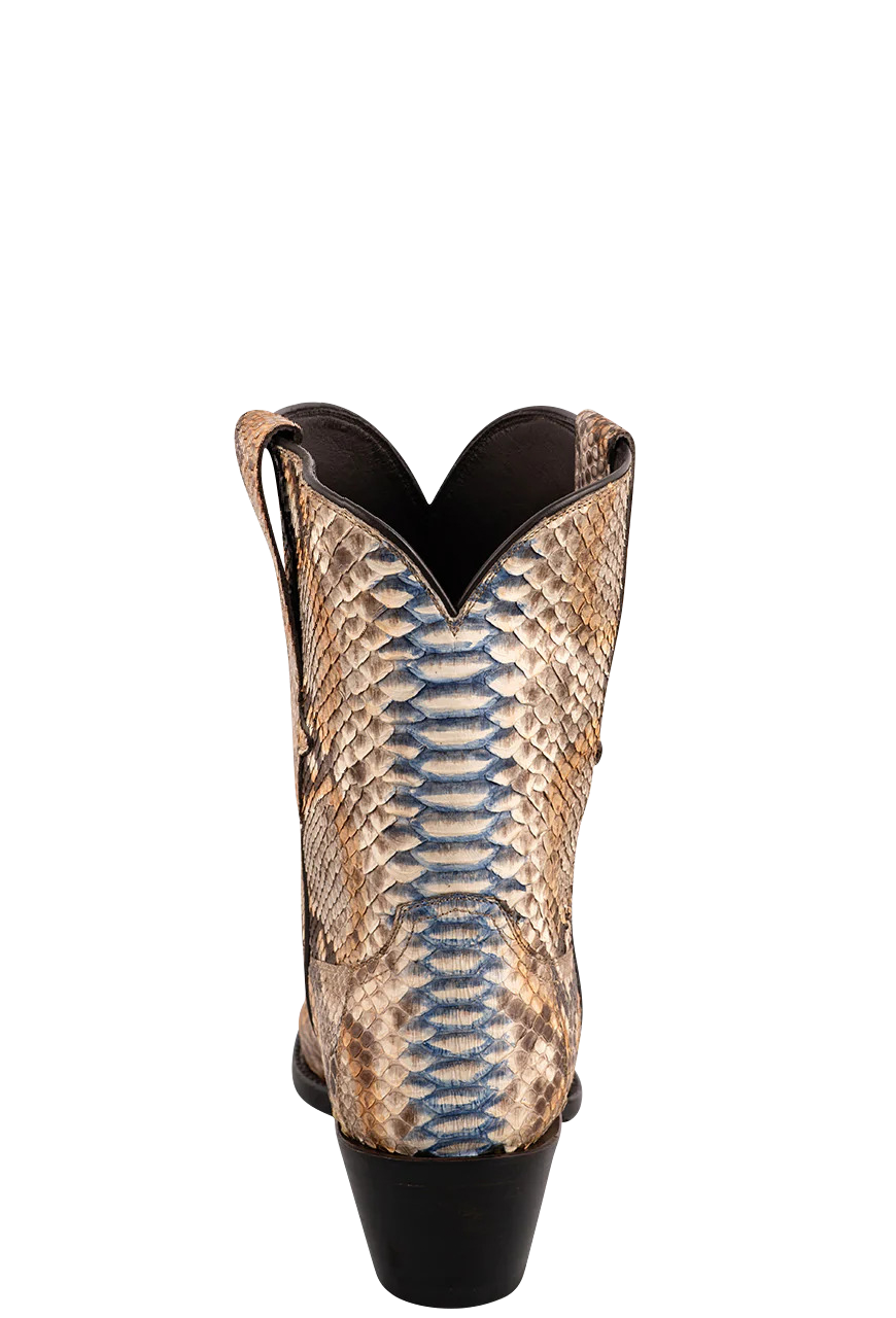 Stallion Women's Painted Python Cowgirl Boots - Tan/Blue