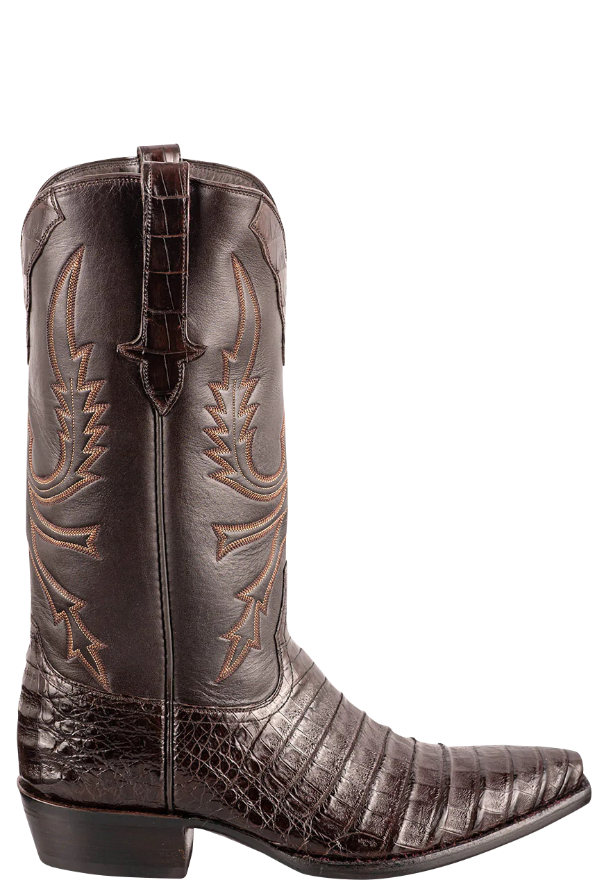Stallion Caiman Crocodile Cowboy Boots - Chocolate