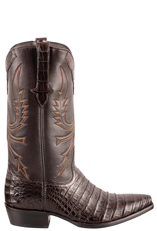 Stallion Men's Caiman Crocodile Cowboy Boots - Chocolate