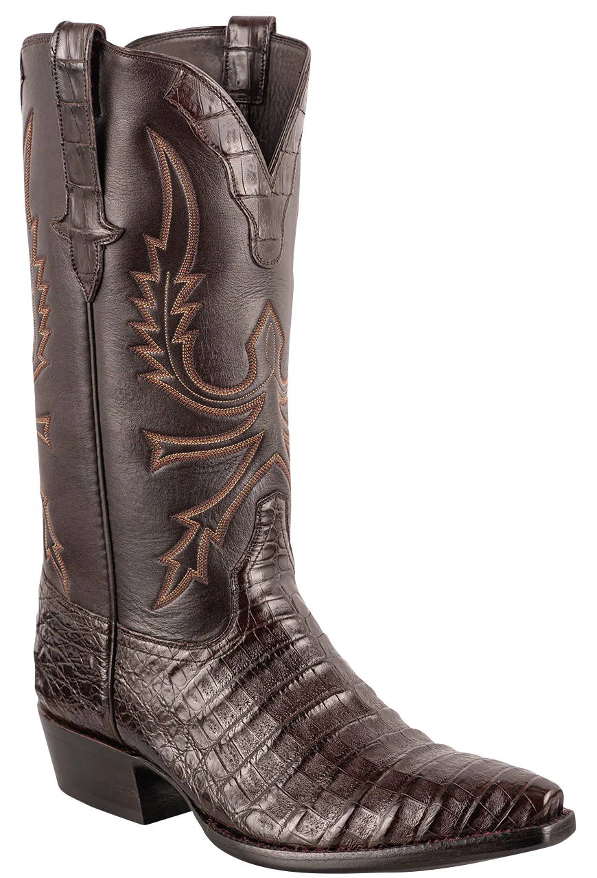 Stallion Caiman Crocodile Cowboy Boots - Chocolate