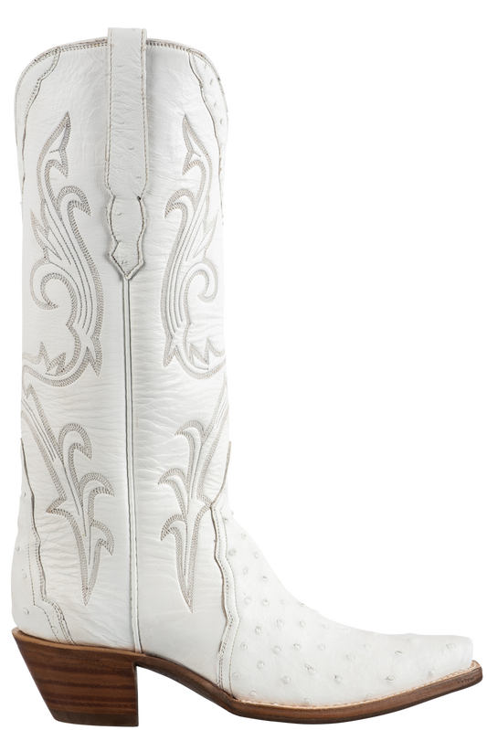 Stallion Full Quill Ostrich Gallegos Cowgirl Boots - White