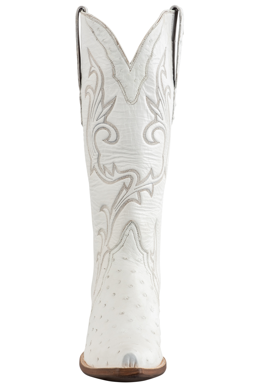 Stallion Full Quill Ostrich Gallegos Cowgirl Boots - White
