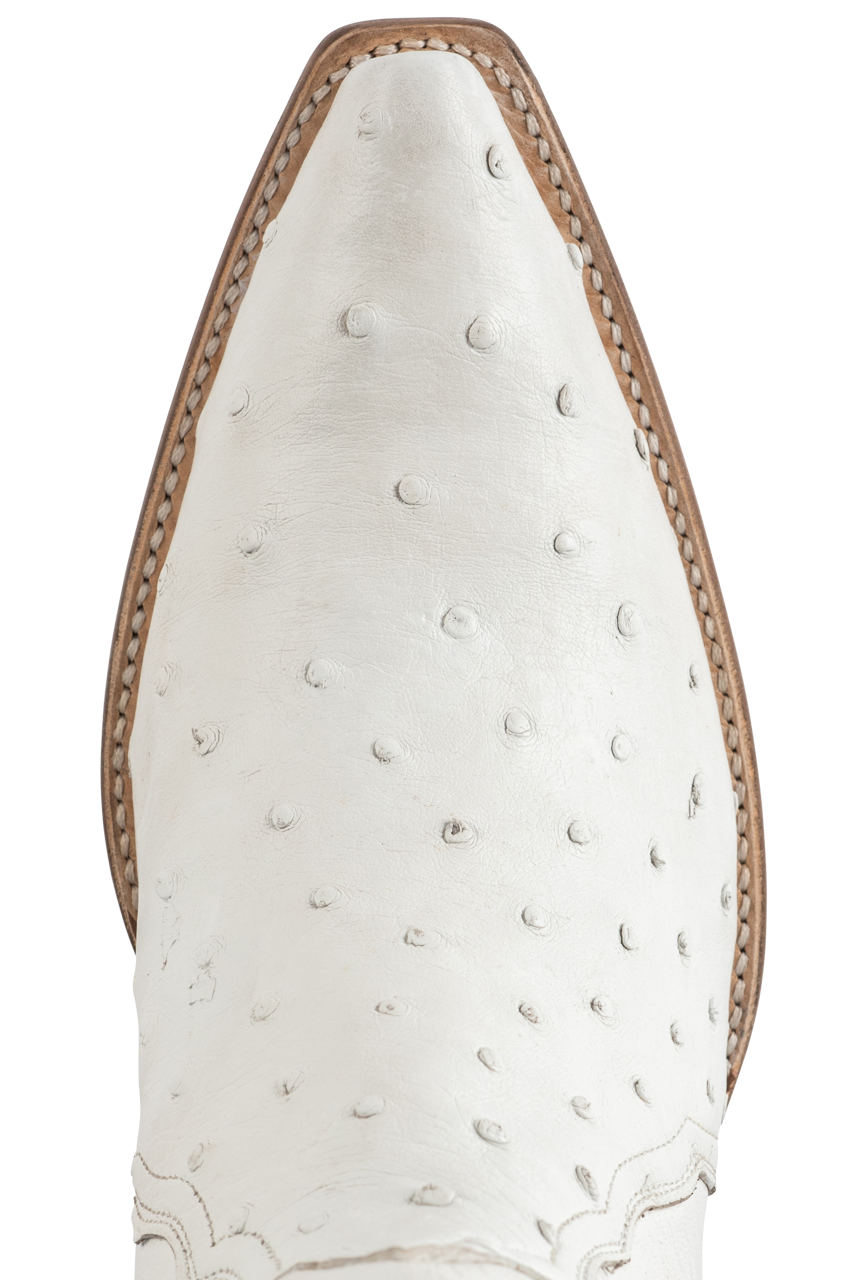 Stallion Full Quill Ostrich Gallegos Cowgirl Boots - White