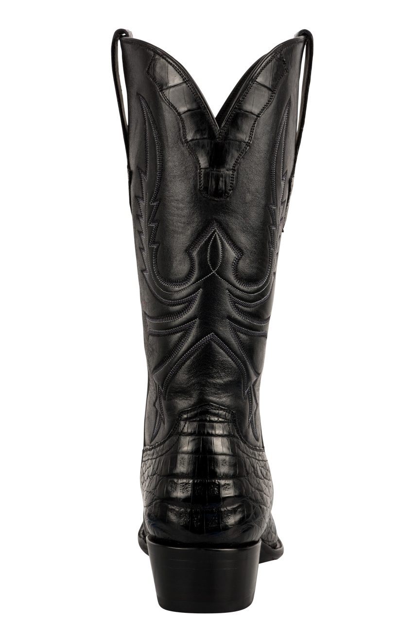 Stallion Caiman Crocodile Cowboy Boots - Solid Black