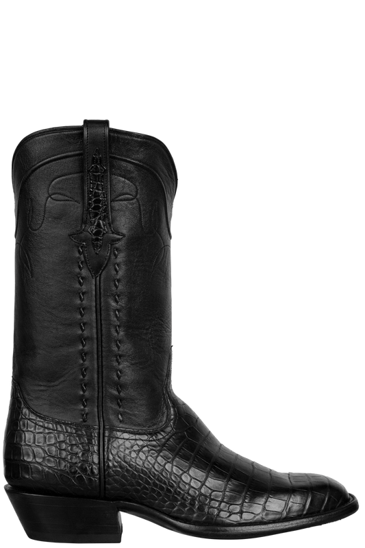 Stallion American Alligator Cowboy Boots - Black