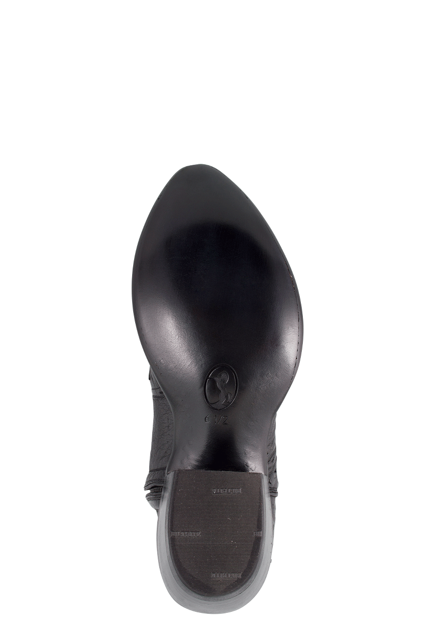 Stallion Ostrich & Caiman Zorro Ankle Boots - Black