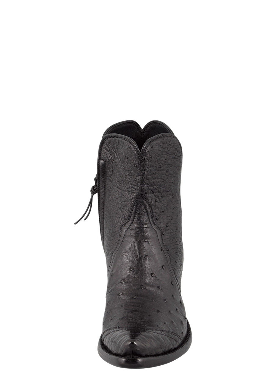 Stallion Ostrich & Caiman Zorro Ankle Boots - Black