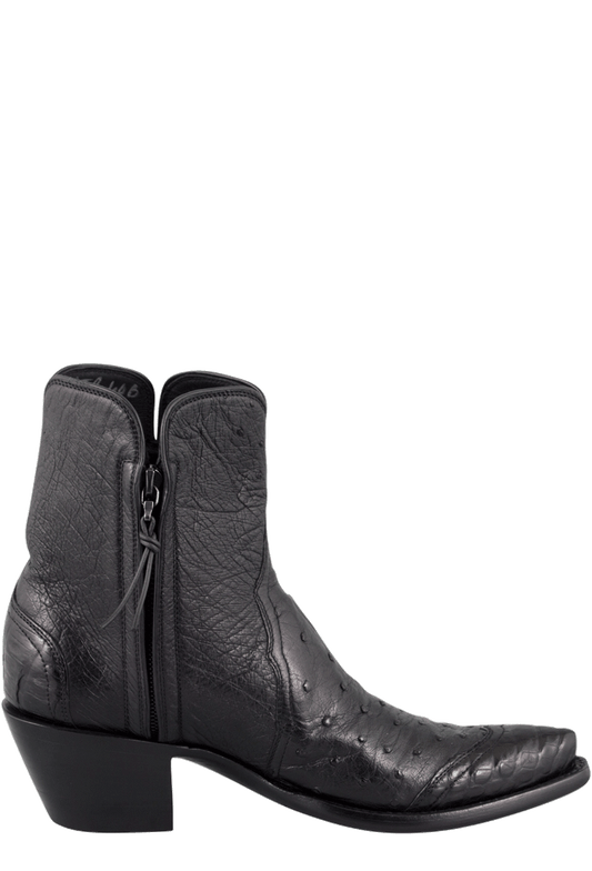 Stallion Ostrich & Caiman Zorro Ankle Boots - Black