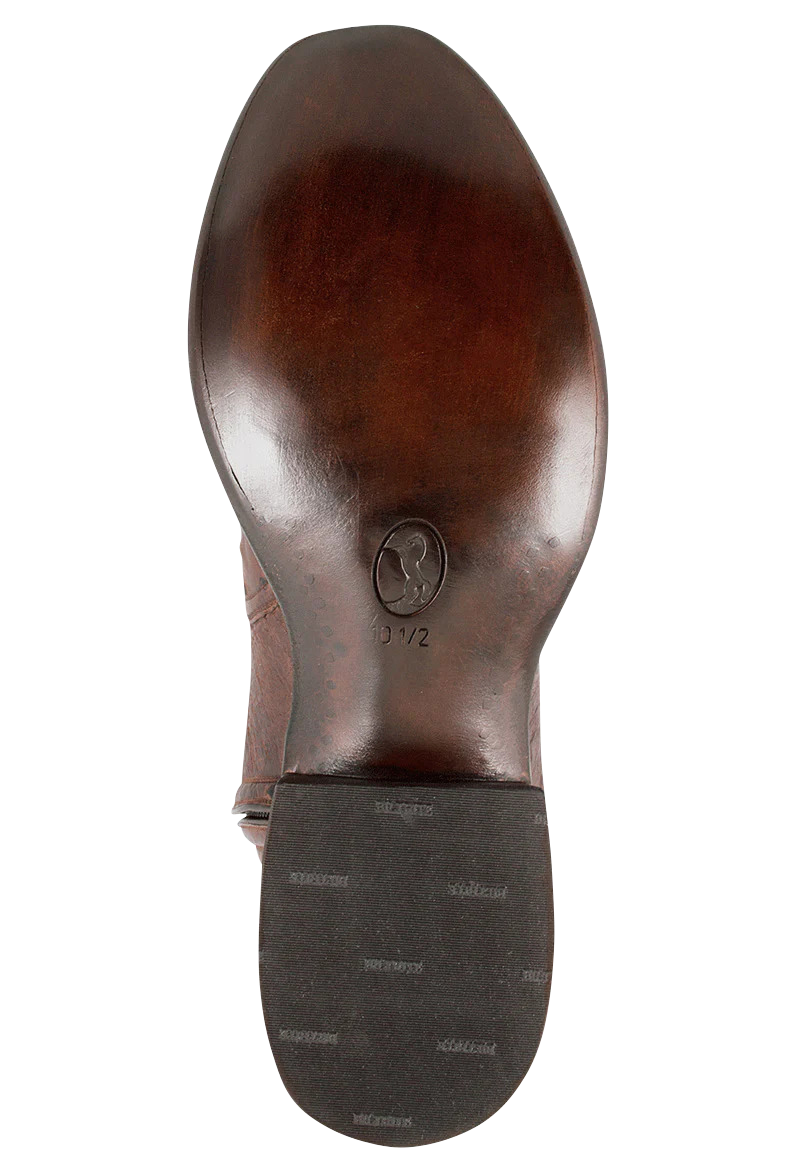 Stallion Full Quill Ostrich Zorro Ankle Boots - Antique Saddle