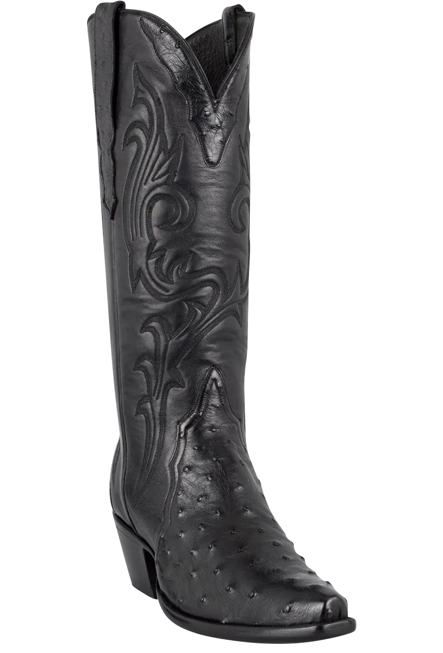 Stallion Full Quill Ostrich Gallegos Cowgirl Boots - Black