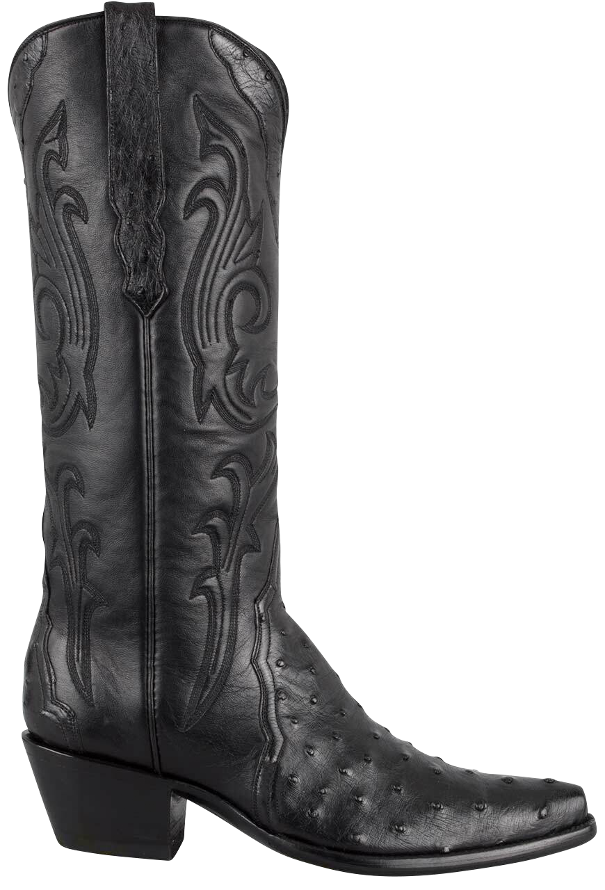 Stallion Full Quill Ostrich Gallegos Cowgirl Boots - Black