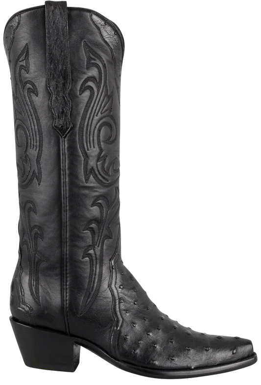 Stallion Full Quill Ostrich Gallegos Cowgirl Boots - Black