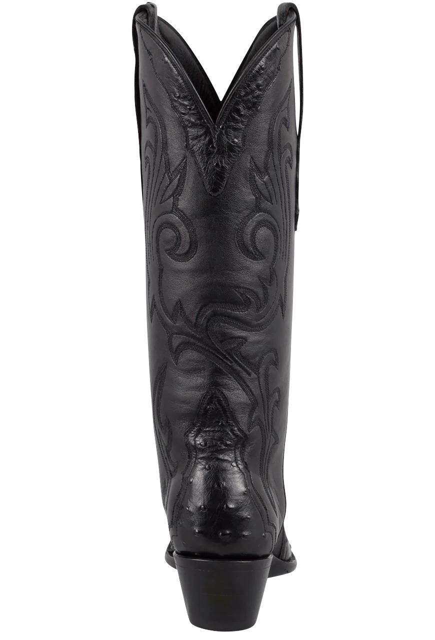 Stallion Full Quill Ostrich Gallegos Cowgirl Boots - Black
