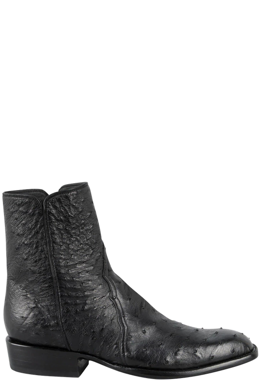 Stallion Full Quill Ostrich Zorro Ankle Boots - Black