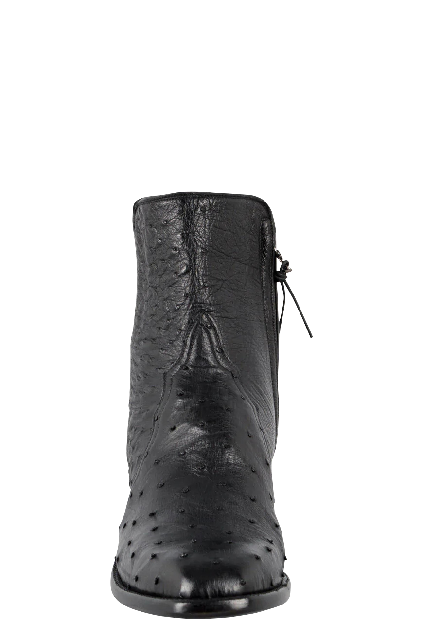Stallion Full Quill Ostrich Zorro Ankle Boots - Black