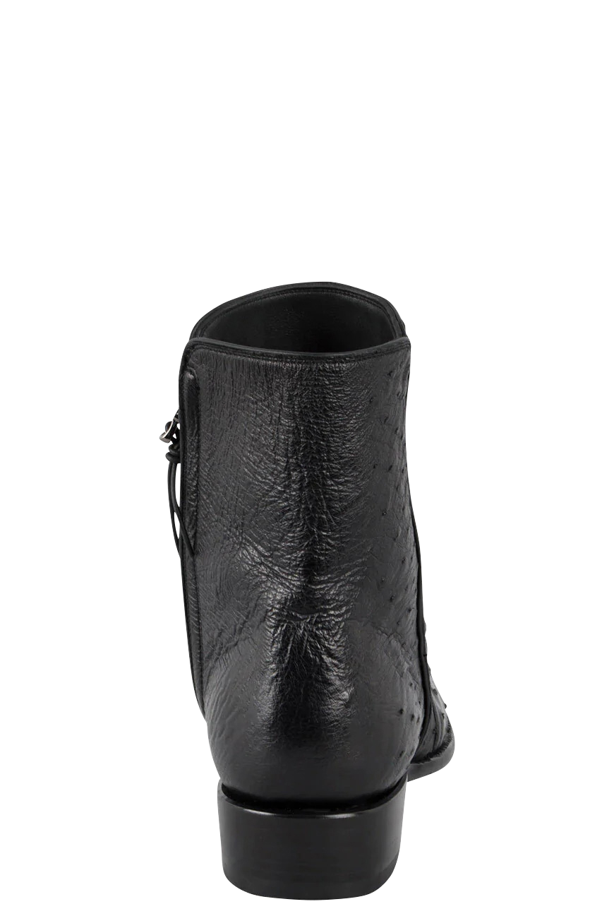 Stallion Full Quill Ostrich Zorro Ankle Boots - Black